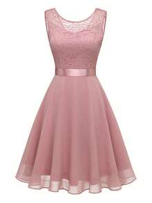 Olithes Vestido rosa sin mangas de encaje para mujer para el verano - Rosa - Ver 6