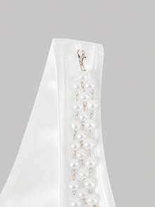 SHEIN MOD 白色缎面仿珍珠链饰露背中长连衣裙，春夏女装，度假装，派对装，花园派对装，优雅派对装，外出装，海滩装，夏季假日装，节日装，野餐下装，生日礼服，荷叶边连衣裙，可爱连衣裙，Y2K风，波西米亚风，西式风，女士连衣裙，特殊场合连衣裙，串珠露背连衣裙，白色连衣裙，优雅连衣裙 - 白色 - 查看 6