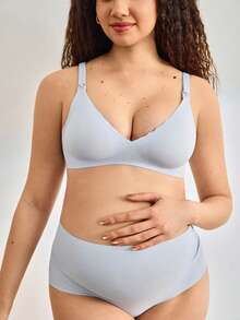 Moonlight&Mama 2pcs Maternity Comfortable Solid Color Wireless Bras - Multicolor - View 5