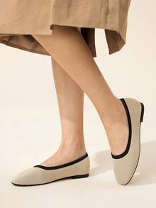 CUCCOO BASICS Sepatu Flat Wanita Kasual Serbaguna Minimalis dengan Trim Blok Warna untuk Musim Semi - MultiWarna - View 10