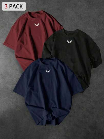 Sport MetroGents 男士翅膀印花宽松短袖运动T恤