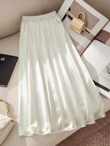 GlowEve 长款真丝围巾腰带，百搭高品质女士优雅半身裙休闲装秋季女装 - 白色 - 查看 2