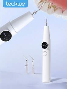Teckwe Plaque Remover For Teeth, Tartar Remover For Teeth, Dental Calculus Remover, Teeth Cleaning Kit 5 Speed Modes With 2 Replaceable Heads - White - View 1