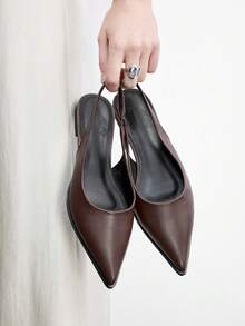 CUCCOO BIZCHIC Basic Simple Solid Pointed Toe Flats Commuter Shoes, Black Glossy PU For Women, Workplace Spring Shoes Spring Break Easter For Christmas Spring Shoes - patent leather brown - View 5