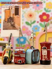 Joivida Giá đỡ giấy ghi chú bằng nhựa kiểu cổ điển dễ thương, vật trang trí bàn làm việc sáng tạo đáng yêu, kẹp ghi chú du lịch, bảng tin nhắn kiểu Anh cổ điển, kẹp giấy ảnh, kẹp ghi chú, kẹp giấy trang trí bàn làm việc, giá đựng thẻ để bàn kiểu cổ điển với hình xe buýt hai tầng, vali, ống hộp thư, xe máy, trang trí hoạt hình, thích hợp cho văn phòng, nhà cửa, du lịch và trang trí tiệc, giá đựng ghi chú và hình ảnh, món quà hoàn hảo cho bạn bè. - Nhiều màu - Xem 6