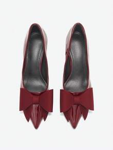 Stiletto High Heels Pointed Toe Slip-On Pumps, Fashionable Professional Quality Chic Ladies Shoes Valentines - Burgundy - View 4