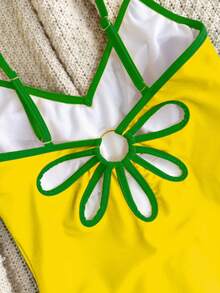 Swim SXY 2026 New Spring/Summer Women One-Piece Printed National Flag Spaghetti Strap Backless Beach Vacation Casual Swimsuit - Green - View 6