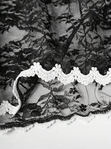 GlowEve Women's Elegant Contrast Lace Elastic Waist Skirt - Black - View 5