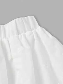 SHEIN MOD 白色双层刺绣荷叶边半身裙 - 白色 - 查看 8
