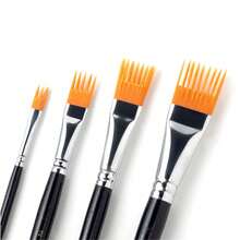 1/4支装丙烯颜料画笔，学生画笔，扁平尼龙毛画笔，工艺画笔，小型油画画笔，水彩画笔，美术用品，散装，适合学生和成人使用 - 彩色 - 查看 8
