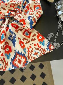 Resyla 女士几何图案扭结设计无袖休闲上衣 - 彩色 - 查看 5