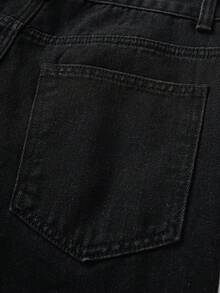 MONOPOLY X SHEIN Quần short rách họa tiết hoạt hình phong cách thường ngày cho bé trai tuổi teen, mùa hè. - màu đen - Xem 10