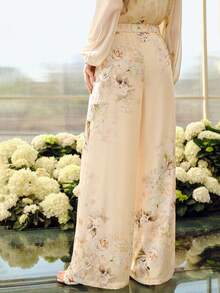 MOTF PREMIUM WOMEN'S PRINTED WIDE LEG PANTS, SPRING/SUMMER - Apricot - View 6