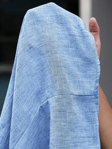 Manfinity CasualCool Men's Solid Color Casual Linen Long Sleeve Shirt Casual Men Shirt Beach Men Shirt Boho Men Shirt Men Shirts Linen Light Blue Men Shirt - Baby Blue - View 4