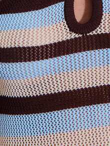 Nöista 条纹针织露背长裙，修身剪裁，面料透气。是夏季穿搭、春季造型、复活节装扮、海滩度假和休闲度假的理想之选。 - 棕色 - 查看 8