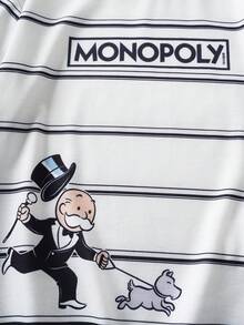 MONOPOLY X SHEIN 1 chiếc áo thun cotton dáng rộng thoải mái cổ tròn phong cách thường ngày dành cho bé trai, áo thun hợp tác kỷ niệm trò chơi Monopoly. - Nhiều màu - Xem 4