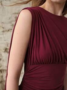 MOTF PREMIUM Đầm ngắn ôm sát cơ thể bằng vải dệt kim co giãn dành cho nữ, có dây thắt lưng. - Màu Đỏ Sâu - Xem 7