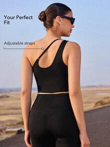 OutZeal Women Sports Black Tank Gym Pilates Stretch Slim Fit Bra-In Active Tops - Black - View 3