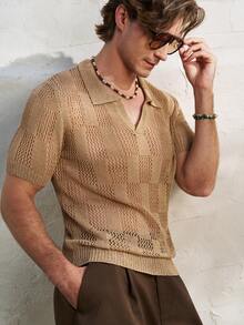 Airaco Spring/Summer New Minimalist Hollow Square Long Sweater - Khaki - View 6