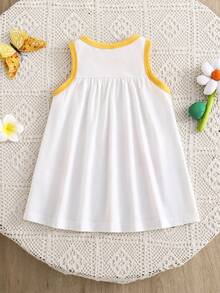 SHEIN Playful Pals Baby Girls' Cute Bee Animal Element Sleeveless Dress, Fashion New Style For Spring & Summer - Multicolor - View 2