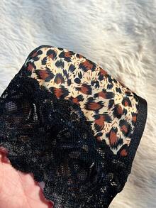 SHEIN 3pcs/Set Lace Patchwork Leopard Print Sexy Thong Panties - Multicolor - View 8