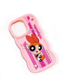 THE POWERPUFF GIRLS X SHEIN 飞天小女警花花粉色波浪纹硅胶手机壳，镜头保护防震，可爱动漫日常礼物配件，兼容iPhone和Galaxy手机，兼容iPhone 16/iPhone 17/iPhone 17 Pro Max/iPhone 12 Pro，兼容iPhone 17 Pro，Galaxy S25 Ultra，可爱手机壳，Galaxy S24 Ultra，快速发货 - 粉色 - 查看 6