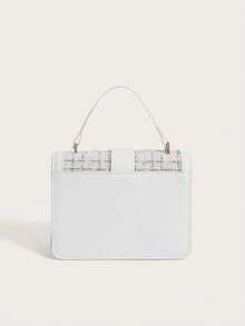 Enchnt Mini Fashionable Quilted Flap Handbag For Women - White - View 7