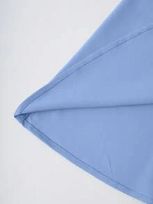 SHEIN ChicEase Women's Solid Color Ruched Waist Skirt, Elegant Burgundy Color Women Skirt - Baby Blue - View 5