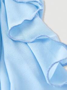 Skyraze Elegant Light Blue Draped Neck Floral Applique Ruffle Hem Maxi Slip Dress,Women Summer Vacation Wedding Guest Party, Dinner Date Graduation - Blue - View 7