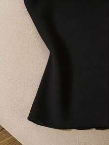 Franclia Áo camisole nữ kiểu dáng thanh lịch, màu trơn, đính đá, cổ yếm. - màu đen - Xem 3