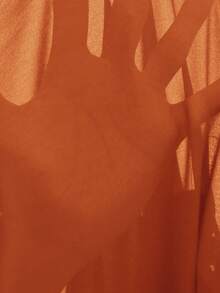 SHEIN Clasi 优雅雪纺衬衫，饰有箔片装饰，舒适时尚 - 橘色 - 查看 7