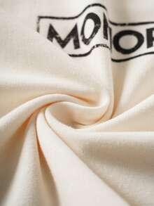 MONOPOLY X SHEIN 少女圆领卡通字母印花休闲百搭日常短袖T恤 - 杏色 - 查看 6