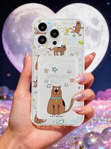 SCOOBY-DOO X SHEIN 史酷比神秘猎犬太空主题透明TPU卡包手机壳，镜头保护防震保护套，带卡槽，复古卡通日常礼物配件，兼容iPhone 16/iPhone 17/iPhone 17 Pro Max - 無色 - 查看 2