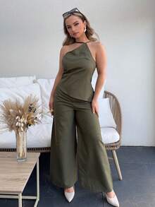 Jeta Ari 女士日常两件套服装 - 軍綠色 - 查看 1