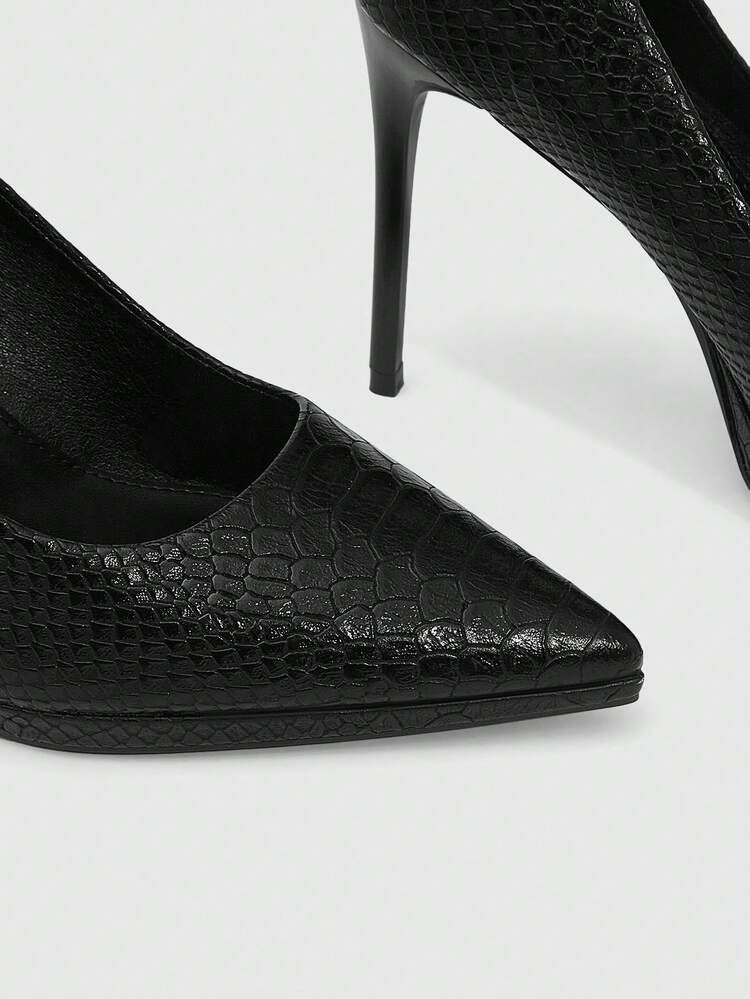 CUCCOO SZL Women's Black Pointed Toe Casual/Work High Heel Shoes