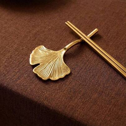 Cirelle 银杏叶筷架 – 高品质双用途勺架，简约桌面装饰，适用于婚礼、高级餐厅和家庭聚会