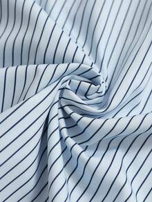 Airaco 女式休闲学院风开学季刺绣马匹条纹拼布针织斗篷二合一衬衫，常规版型长袖，秋季 - 藍色 - 查看 5