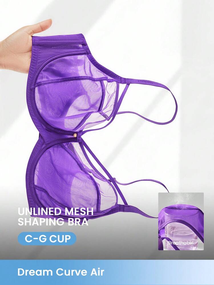 Unlined Full Coverage Side Support Mesh Bra