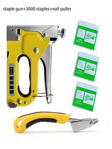 Manual Stapler Set - 4-In-1 Stapler For Wood, Fabric, Furniture, Roofing Felt - Staple Gun, 1600 Nails And 800 Nails Set Available - Yellow - View 6