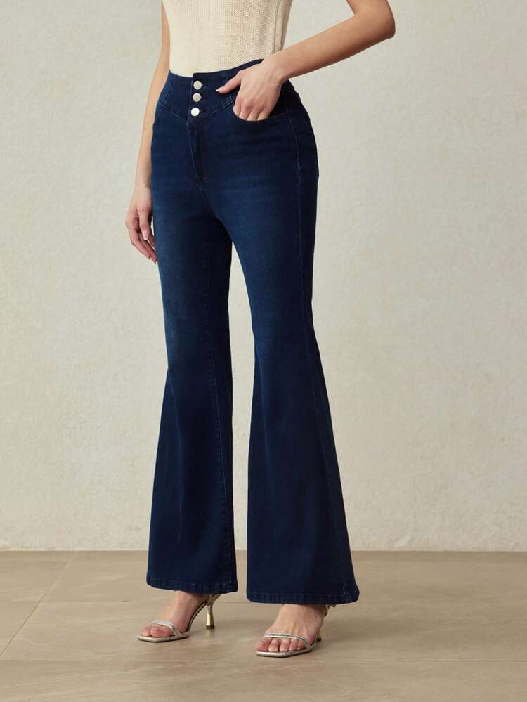 HIGH WAIST WASHED DENIM FLARE PANTS, SPRING/SUMMER
