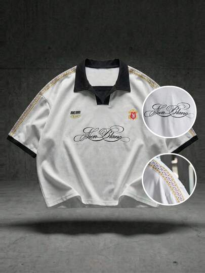 NEON BLANC Men's Casual Loose Short Sleeve T-Shirt, White With Digital Placement Print