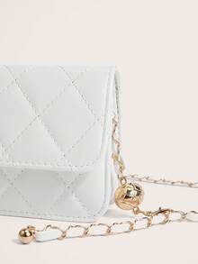 Enchnt Sac à bandoulière mini polyvalent et minimaliste de haute qualité avec broderie de strass et perles métalliques. Peut être porté en diagonale ou sous le bras. Idéal pour le printemps/été. - Blanc - Voir 3