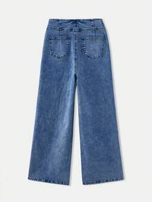 lacRébo High-Waisted Blue Jeans With Button Closure Cute Style Spring Summer Going Out Outfit Daily Outfit Chic Pants French Style Parisian Style - Dark Wash - View 8