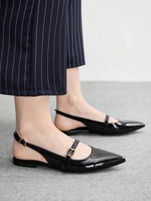 CUCCOO BIZCHIC European And American Closed Toe Sandals Women's Summer Wear 2026 New Temperament Sexy Pointed Toe Slingback Flats Spring Shoes - Black - View 5