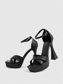 CUCCOO LuxiPop Women Heeled Sandals - Black - View 6