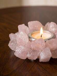 Cirelle Chân nến bằng đá quý thô tự nhiên – Đồ trang trí khuếch tán tinh dầu bằng đá quý thạch anh vàng, thạch anh hồng, thạch anh tím | Đồ trang trí nhà bằng đá chữa lành - Nhiều màu - Xem 6