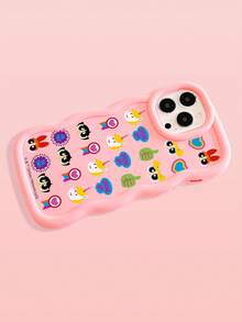 THE POWERPUFF GIRLS X SHEIN Ốp điện thoại silicon màu hồng lượn sóng hình Powerpuff Girls, bảo vệ ống kính, chống sốc, phụ kiện hoạt hình dễ thương dùng hàng ngày, tương thích với ốp điện thoại iPhone & Galaxy, ốp lưng, tương thích với iPhone 16/iPhone 17/iPhone 17 Pro Max/iPhone 12 Pro, tương thích với ốp điện thoại iPhone 17 Pro, phụ kiện điện thoại, ốp Galaxy S25 Ultra, ốp điện thoại dễ thương, ốp Galaxy S24 Ultra - Hồng - Xem 2