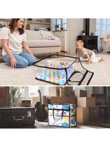 Conjunto de 1/4 Sacos de armazenamento plásticos transparentes extragrandes de 40L com zíper e alças reforçadas, ideais para guardar roupas, roupas de cama e materiais de mudança. - Multicolorido - Ver 9