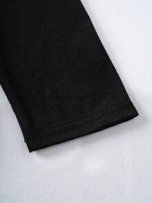 MONOPOLY X SHEIN Tween Boy Letter & Cartoon Print Crew Neck Loungewear Set With Pants, Casual Daily Sleepwear - Black - View 5