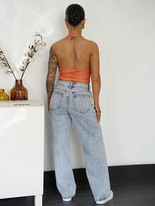 SAYEHFBABY 条纹印花街头风格背心 - 橘色 - 查看 2